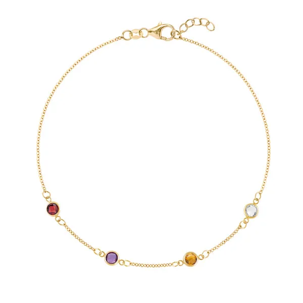 Personalized Classic 4 Birthstone Bracelet in 14k Gold sold by Haverhill
