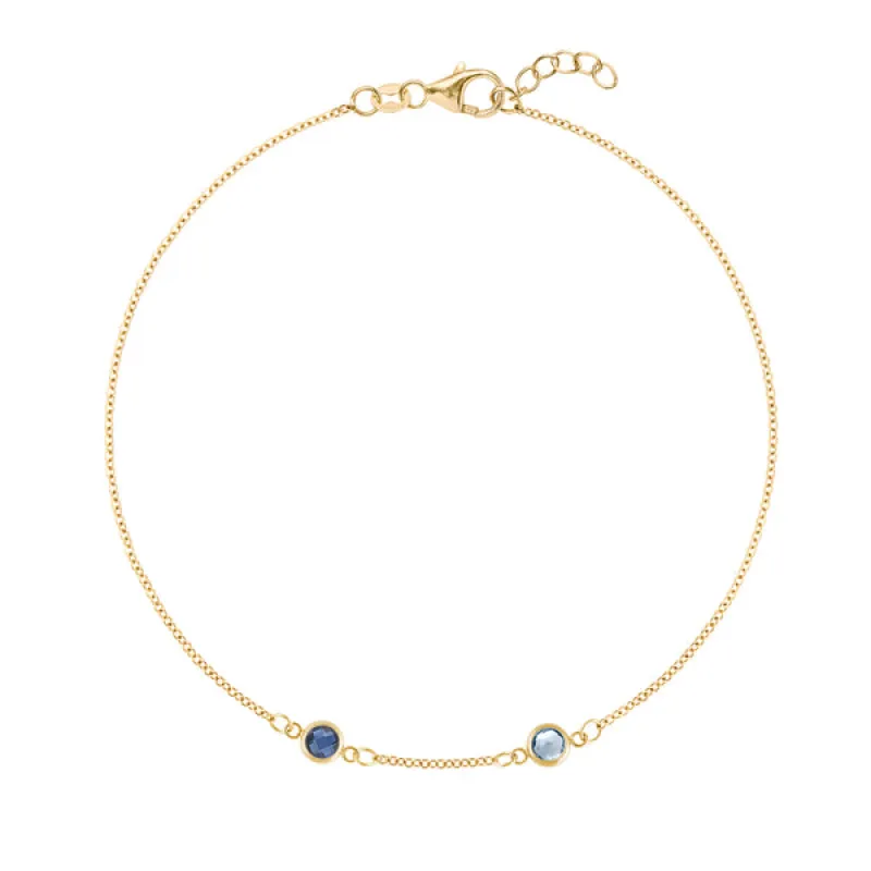 Personalized Classic 2 Birthstone Bracelet in 14k Gold sold by Haverhill