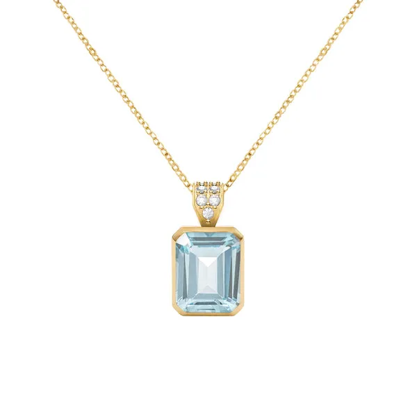 Warren Nantucket Blue Topaz Pendant with Diamond Bale in 14k Gold (December) sold by Haverhill
