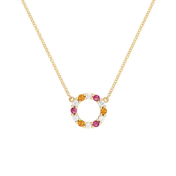 Personalized Rosecliff Small Circle Birthstone Necklace in 14k Gold sold by Haverhill