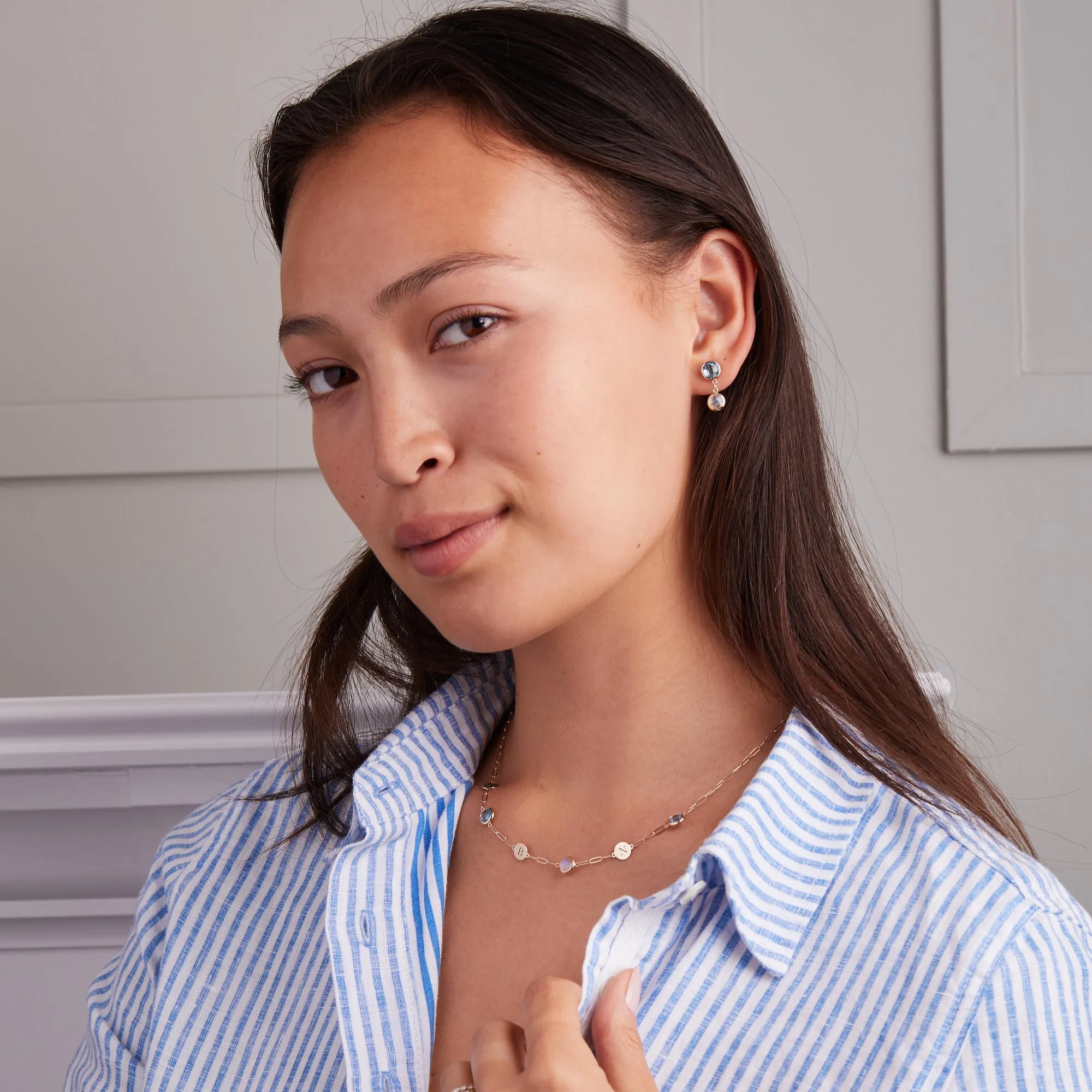 Personalized Grand 2 Birthstone Earrings in 14k Gold sold by Haverhill product image thumbnail 2