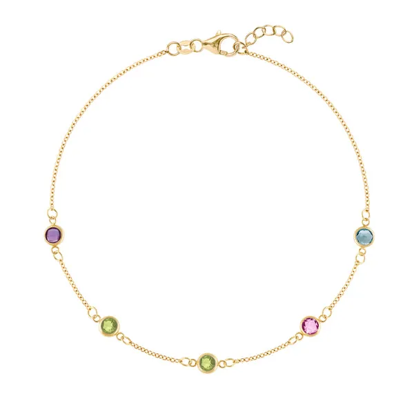 Personalized Classic 5 Birthstone Bracelet in 14k Gold sold by Haverhill