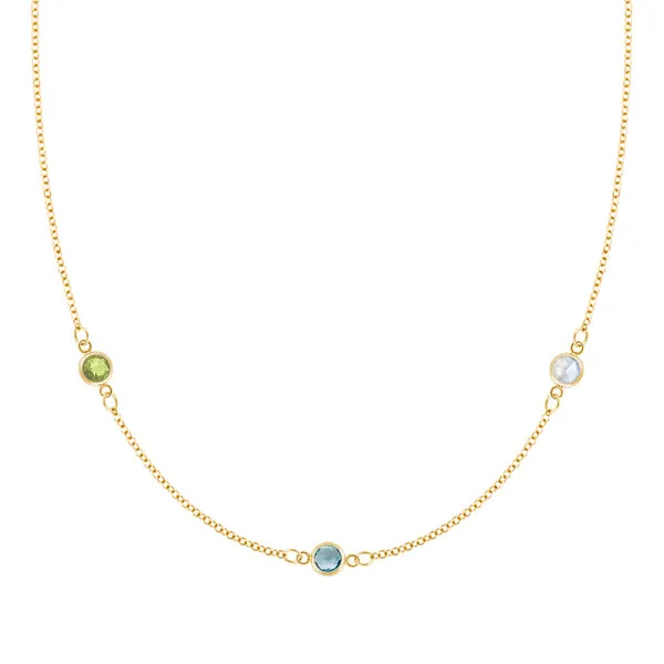 Personalized Classic 3 Birthstone Necklace in 14k Gold sold by Haverhill