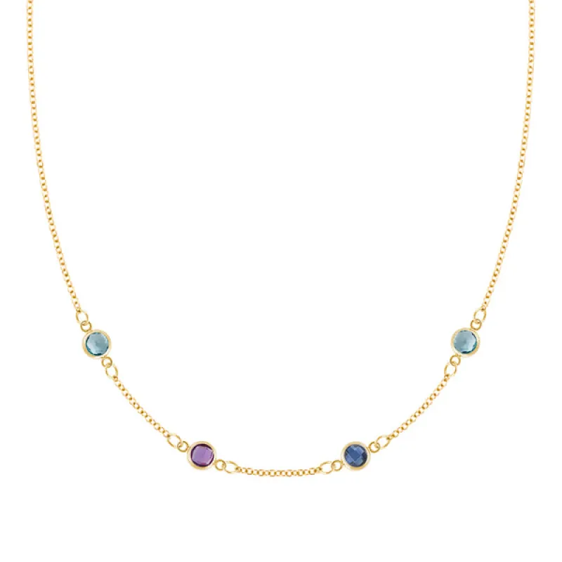 Personalized Classic 4 Birthstone Necklace in 14k Gold sold by Haverhill
