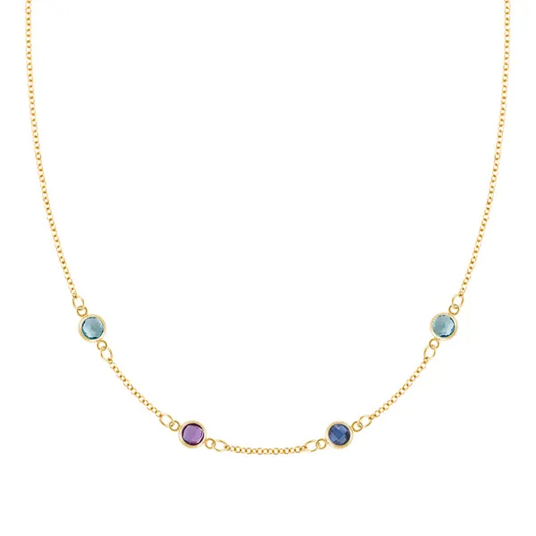 Personalized Classic 4 Birthstone Necklace in 14k Gold sold by Haverhill