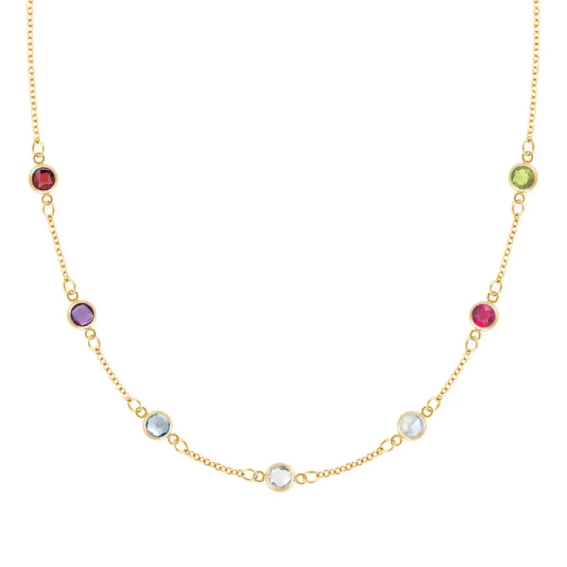 Personalized Classic 7 Birthstone Necklace in 14k Gold sold by Haverhill