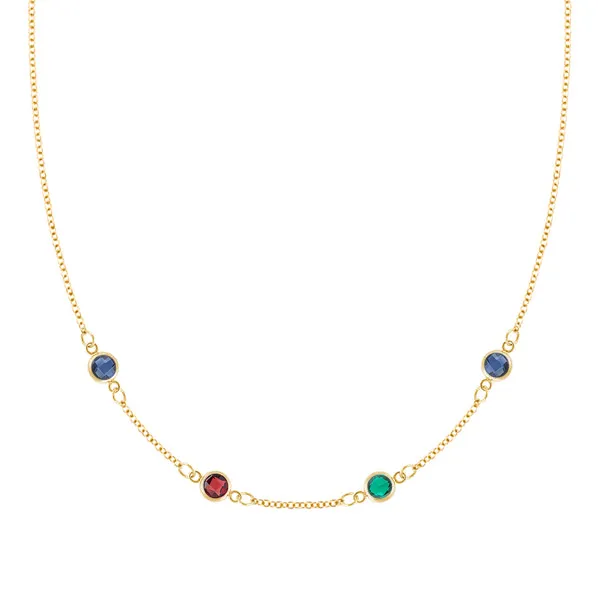 Personalized Classic 4 Birthstone Necklace in 14k Gold sold by Haverhill