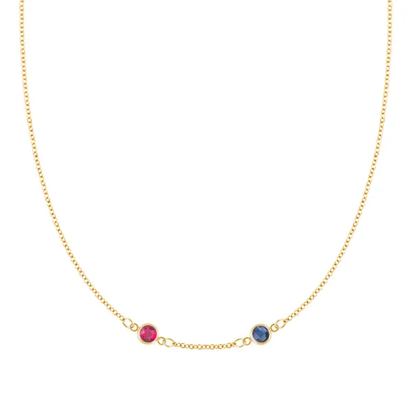 Personalized Classic 2 Birthstone Necklace in 14k Gold (Centered) sold by Haverhill