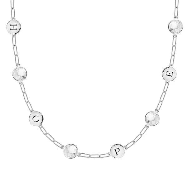 Personalized 4 Letter & 4 Grand Birthstone Adelaide Mini Necklace in 14k Gold sold by Haverhill