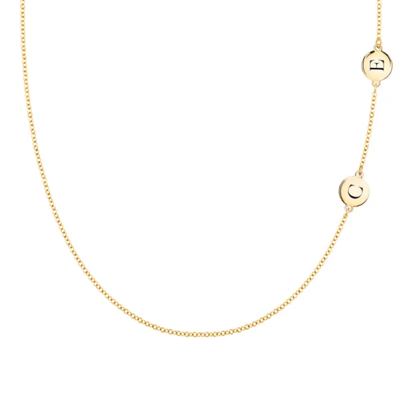 Personalized 2 Letter Necklace in 14k Gold (Double Spacing) sold by Haverhill