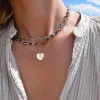 Engravable Flat Heart Pendant with Adelaide Mini Chain in 14k Gold sold by Haverhill