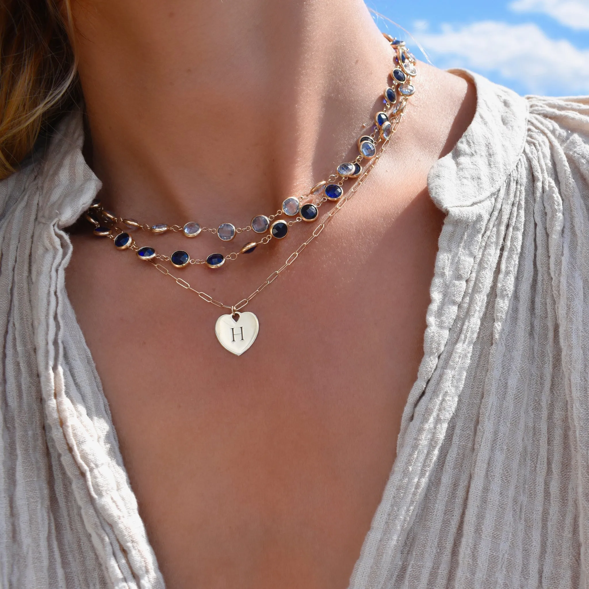 Engravable Flat Heart Pendant with Adelaide Mini Chain in 14k Gold sold by Haverhill product image thumbnail 3