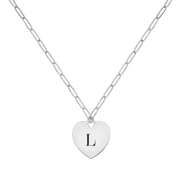 Engravable Flat Heart Pendant with Adelaide Mini Chain in 14k Gold sold by Haverhill