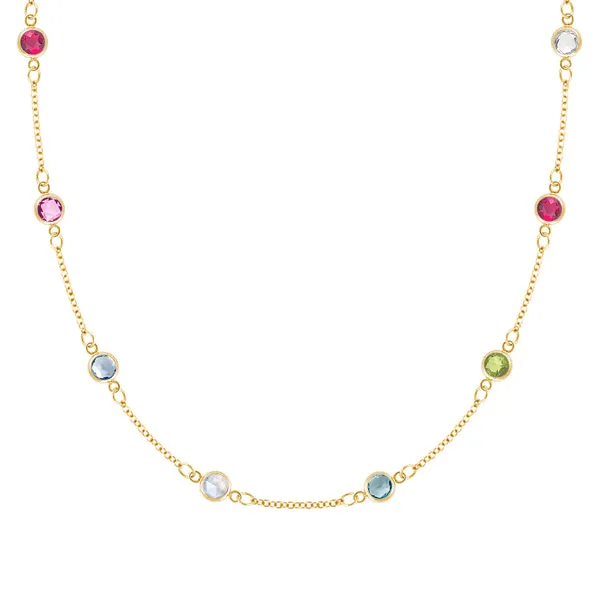 Personalized Classic 8 Birthstone Necklace in 14k Gold sold by Haverhill