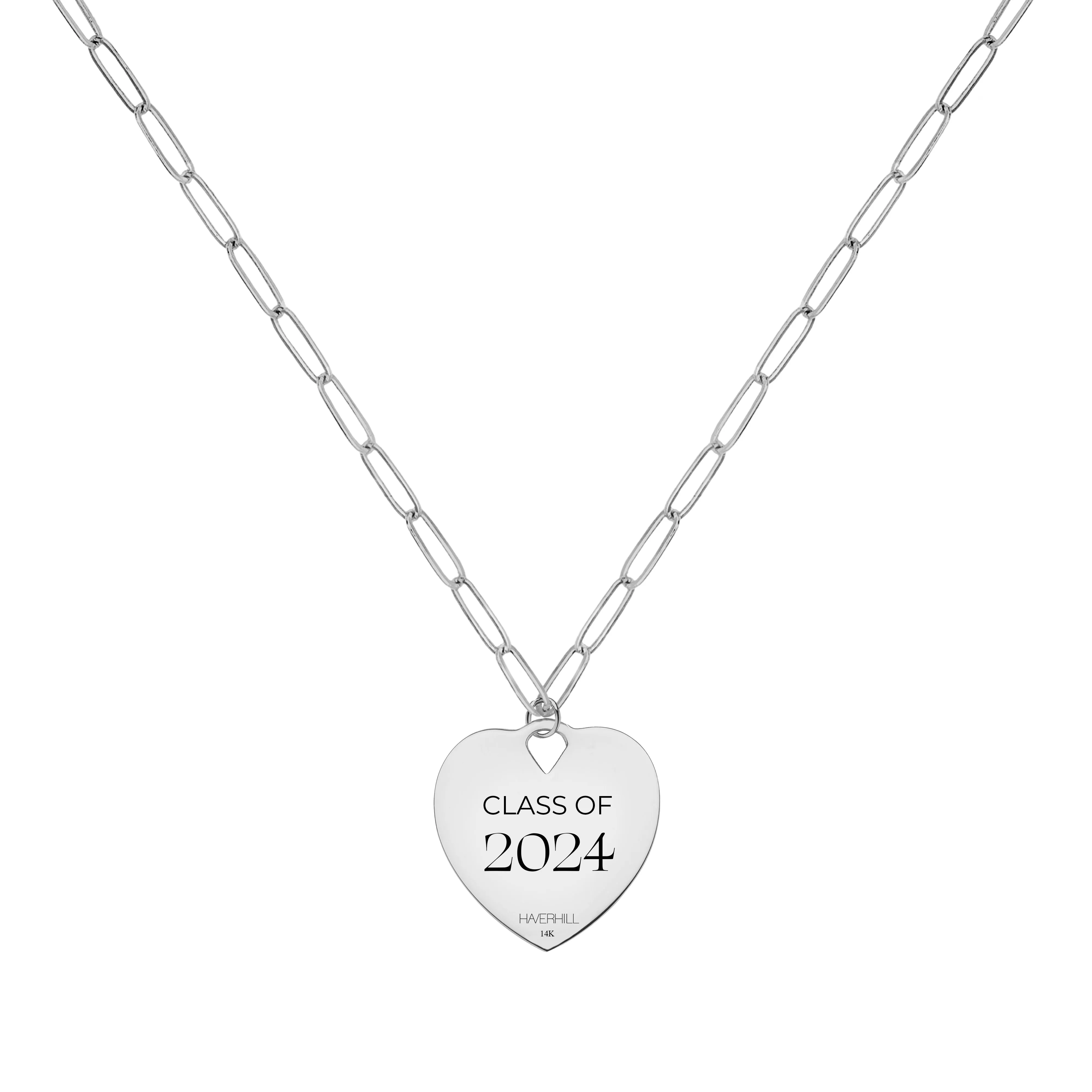 Engravable Graduation Flat Heart Pendant with Adelaide Mini Chain in 14k Gold sold by Haverhill product image thumbnail 5
