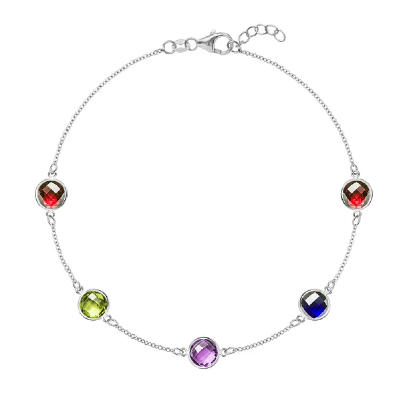 Personalized Grand 5 Birthstone Bracelet in 14k Gold sold by Haverhill