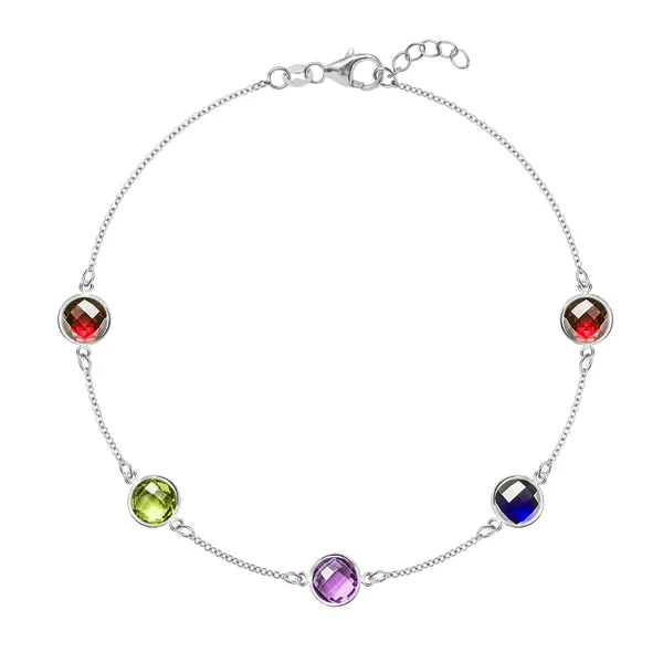 Personalized Grand 5 Birthstone Bracelet in 14k Gold sold by Haverhill
