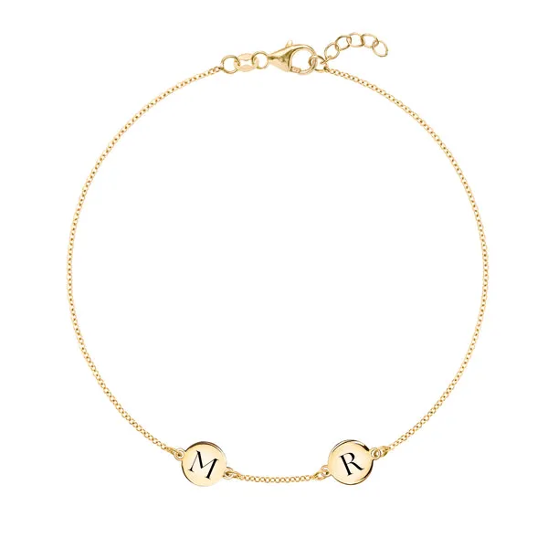 Personalized 2 Letter Bracelet in 14k Gold sold by Haverhill