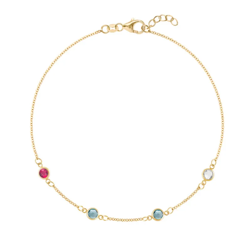 Personalized Classic 4 Birthstone Bracelet in 14k Gold sold by Haverhill