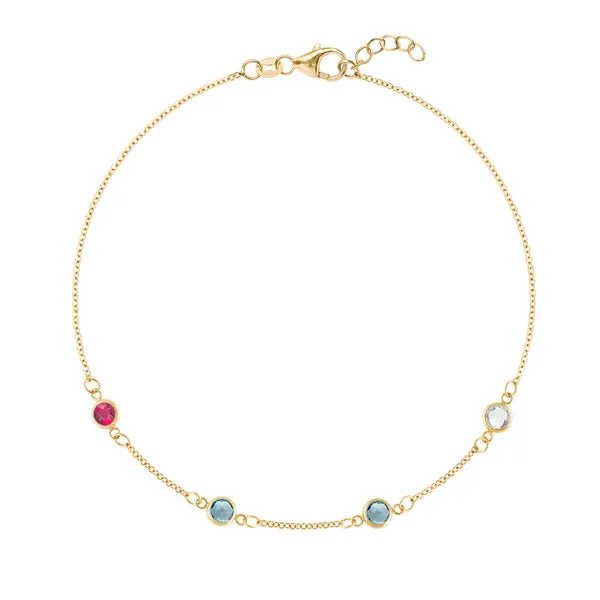 Personalized Classic 4 Birthstone Bracelet in 14k Gold sold by Haverhill