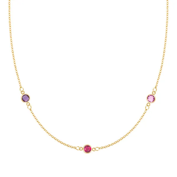 Personalized Classic 3 Birthstone Necklace in 14k Gold sold by Haverhill