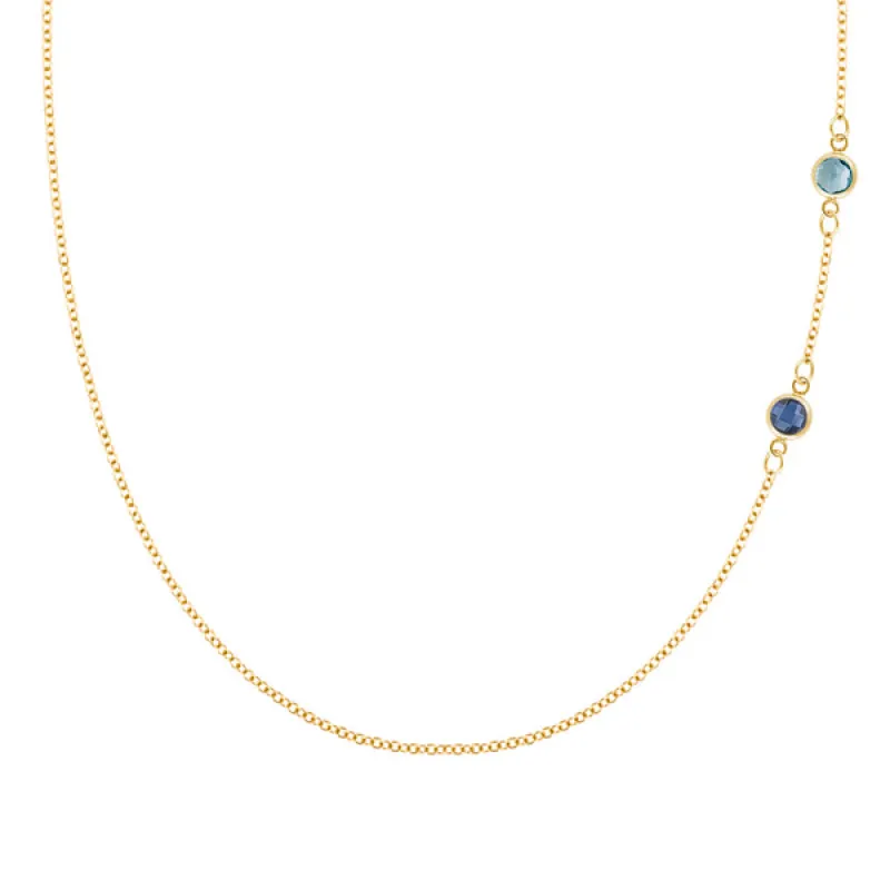 Personalized Classic 2 Birthstone Necklace in 14k Gold sold by Haverhill
