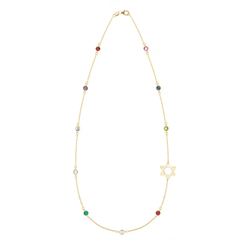 Personalized Bayberry Birthstone Star of David Necklace in 14k Gold sold by Haverhill