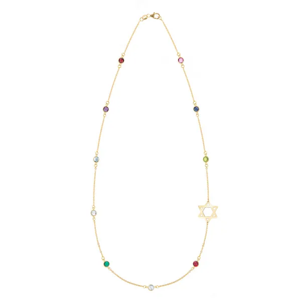 Personalized Bayberry Birthstone Star of David Necklace in 14k Gold sold by Haverhill