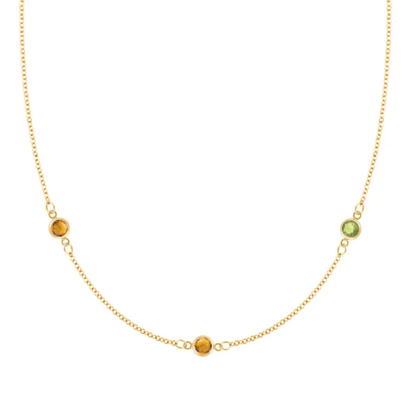 Personalized Classic 3 Birthstone Necklace in 14k Gold sold by Haverhill