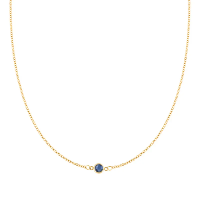Personalized Classic 1 Birthstone Necklace in 14k Gold sold by Haverhill