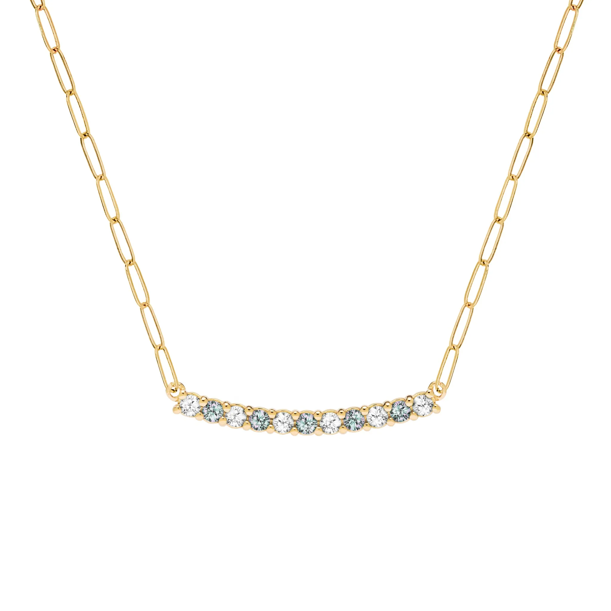 Rosecliff Diamond & Alexandrite Bar Adelaide Mini Necklace in 14k Gold (June) sold by Haverhill