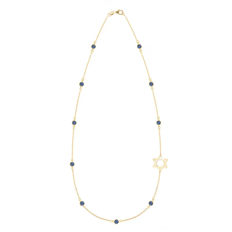 Personalized Bayberry Birthstone Star of David Necklace in 14k Gold sold by Haverhill
