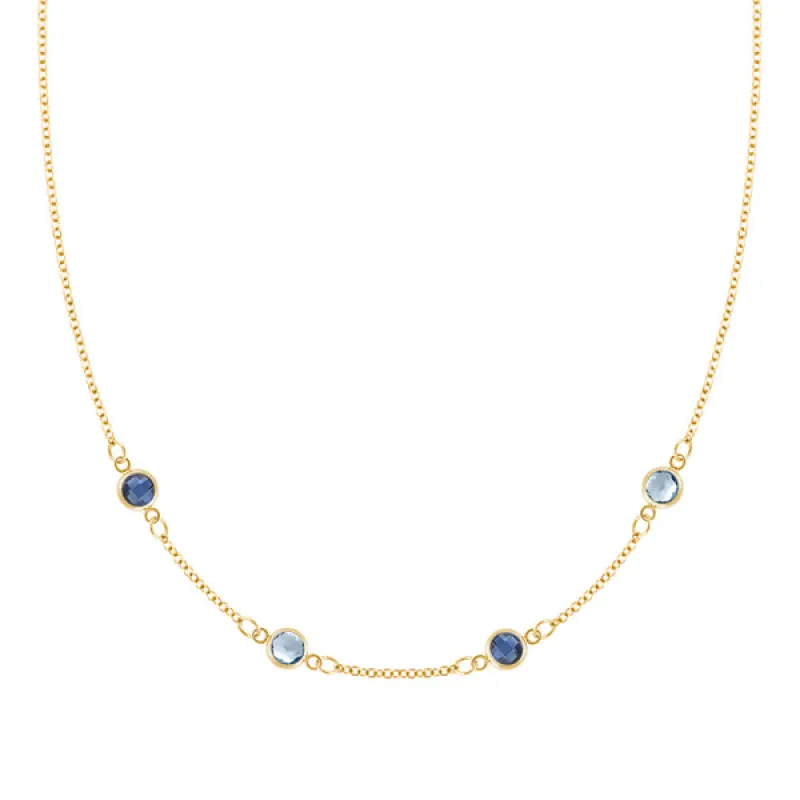 Personalized Classic 4 Birthstone Necklace in 14k Gold sold by Haverhill