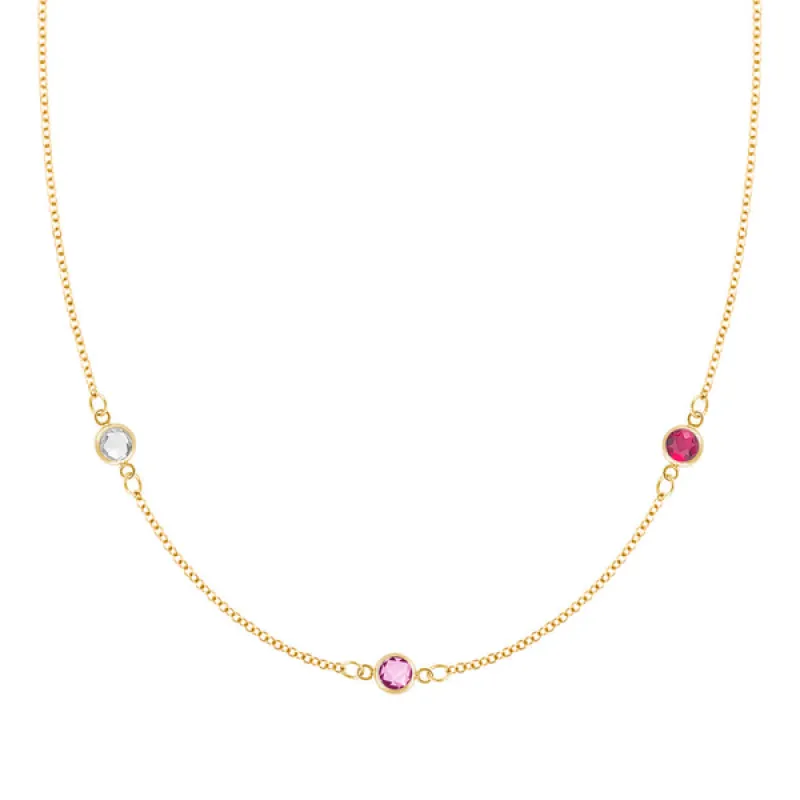 Personalized Classic 3 Birthstone Necklace in 14k Gold sold by Haverhill