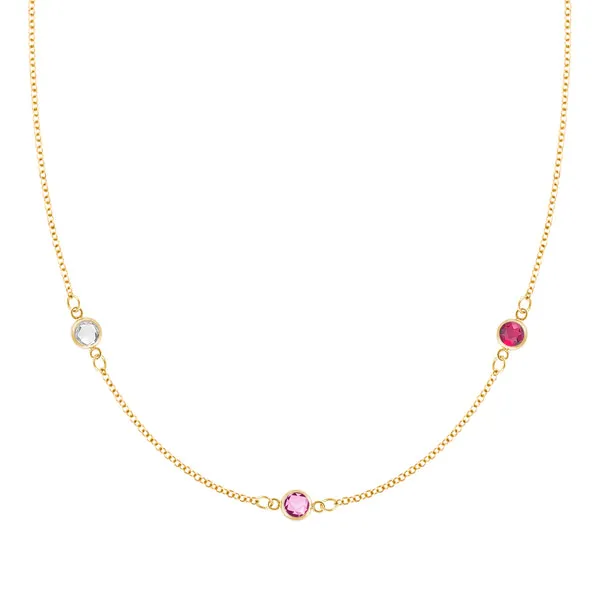 Personalized Classic 3 Birthstone Necklace in 14k Gold sold by Haverhill
