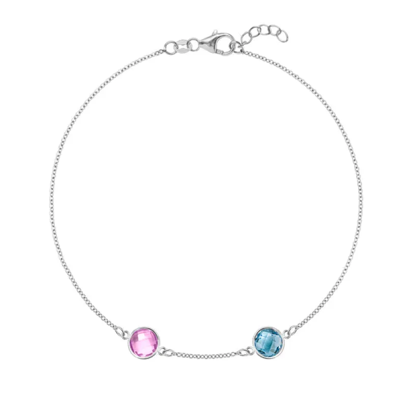 Personalized Grand 2 Birthstone Bracelet in 14k Gold sold by Haverhill