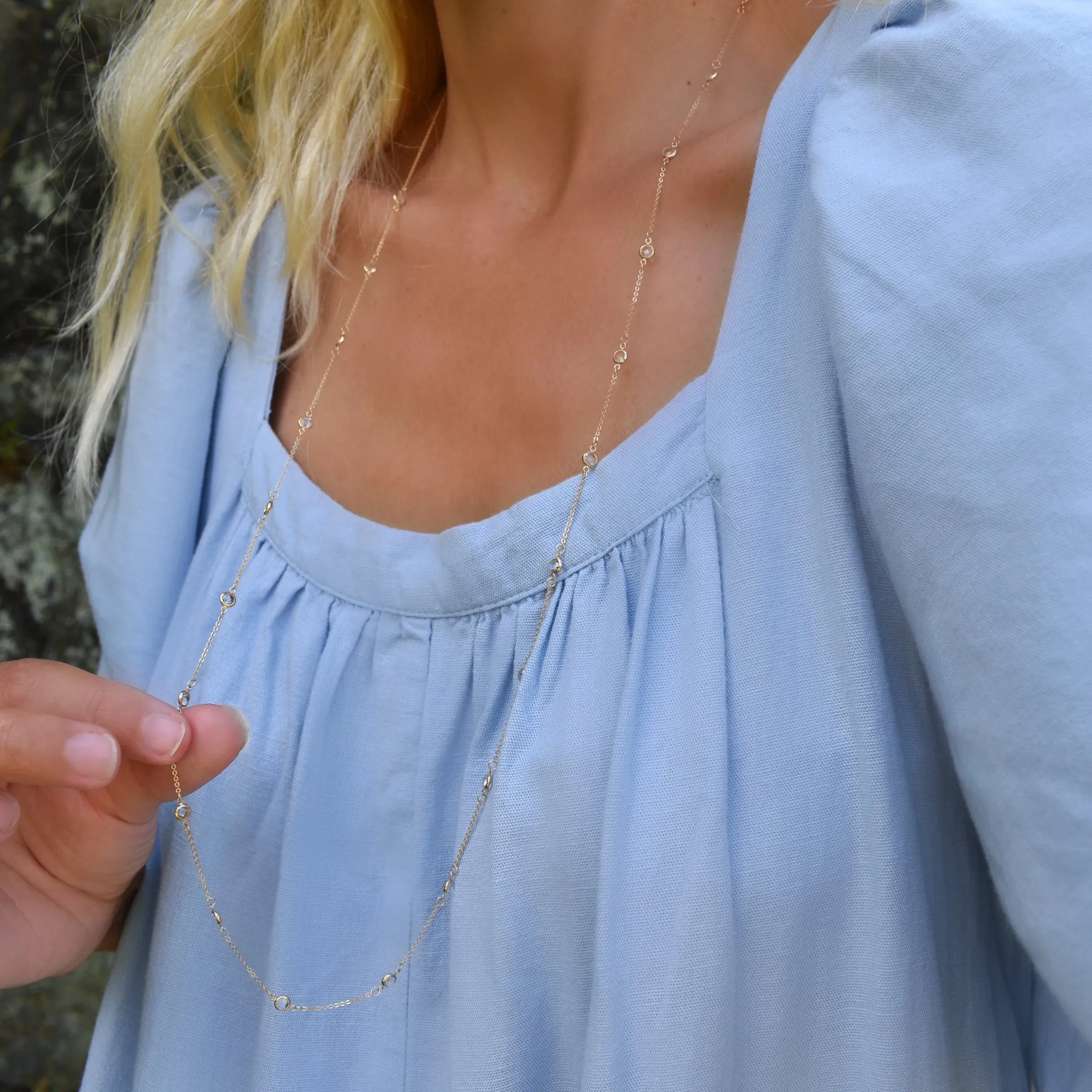 Personalized Bayberry Birthstone Long Necklace in 14k Gold sold by Haverhill product image thumbnail 3