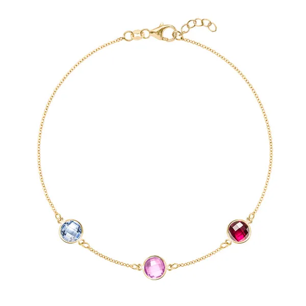 Personalized Grand 3 Birthstone Bracelet in 14k Gold sold by Haverhill
