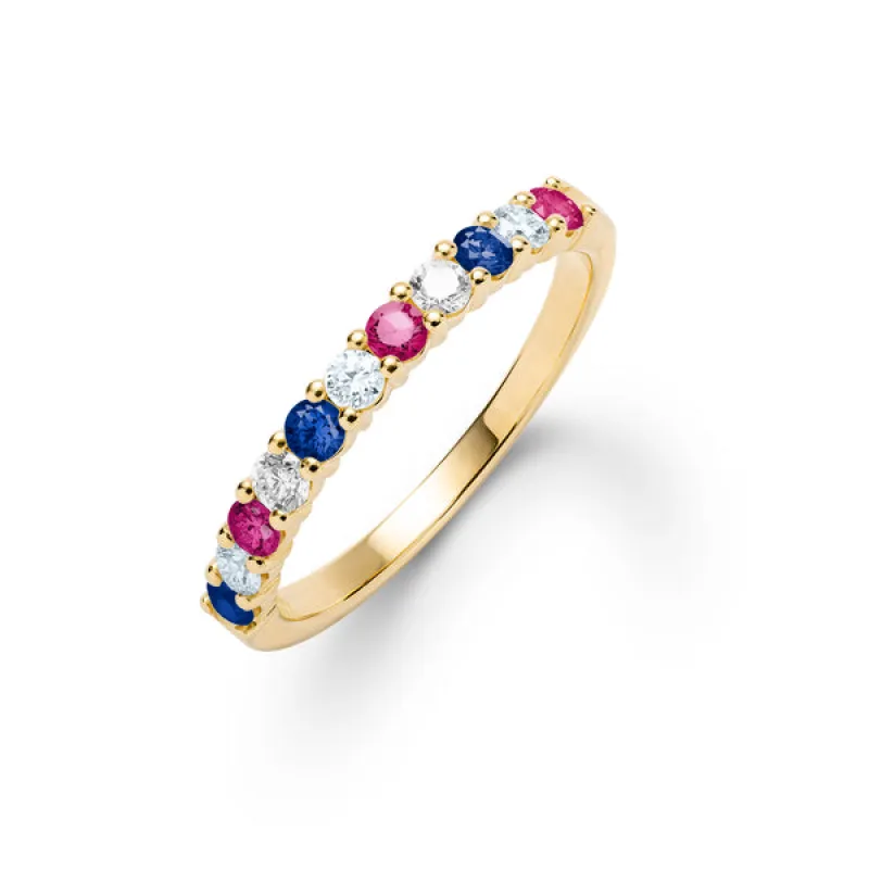 Personalized Rosecliff Birthstone Stackable Ring in 14k Gold made by Haverhill