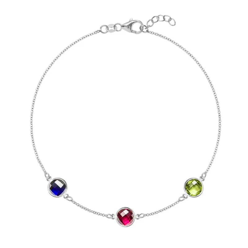 Personalized Grand 3 Birthstone Bracelet in 14k Gold sold by Haverhill