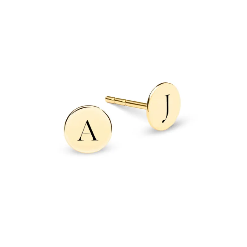 Letter Stud Earrings in 14k Gold sold by Haverhill