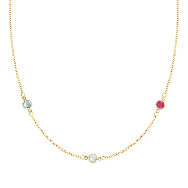 Personalized Classic 3 Birthstone Necklace in 14k Gold sold by Haverhill