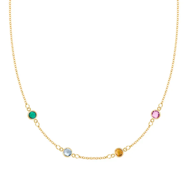 Personalized Classic 4 Birthstone Necklace in 14k Gold sold by Haverhill