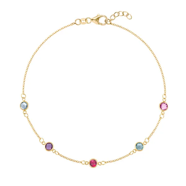 Personalized Classic 5 Birthstone Bracelet in 14k Gold sold by Haverhill