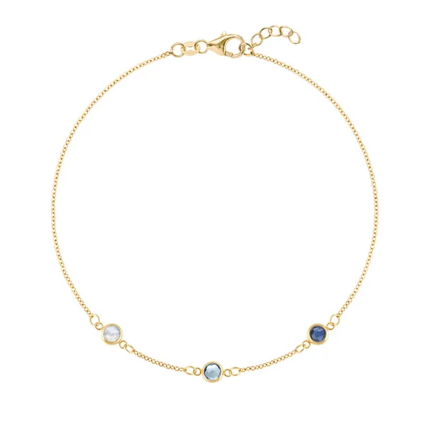 Personalized Classic 3 Birthstone Bracelet in 14k Gold sold by Haverhill
