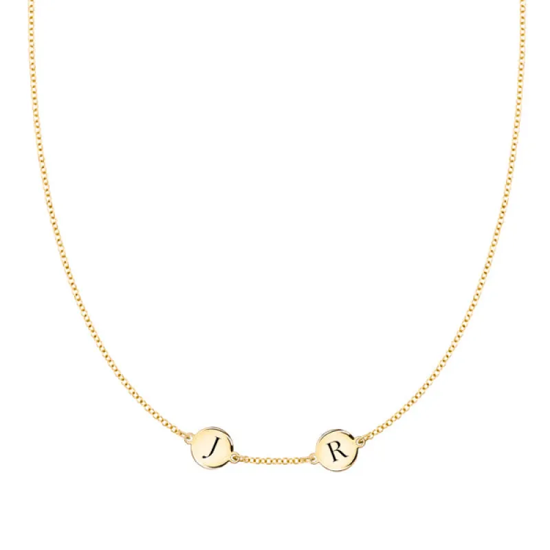 Personalized 2 Letter Necklace in 14k Gold (Single Spacing) sold by Haverhill