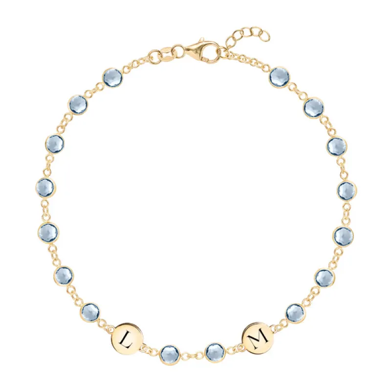 Personalized Newport 2 Letter Birthstone Bracelet in 14k Gold sold by Haverhill
