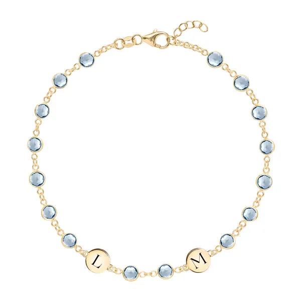 Personalized Newport 2 Letter Birthstone Bracelet in 14k Gold sold by Haverhill