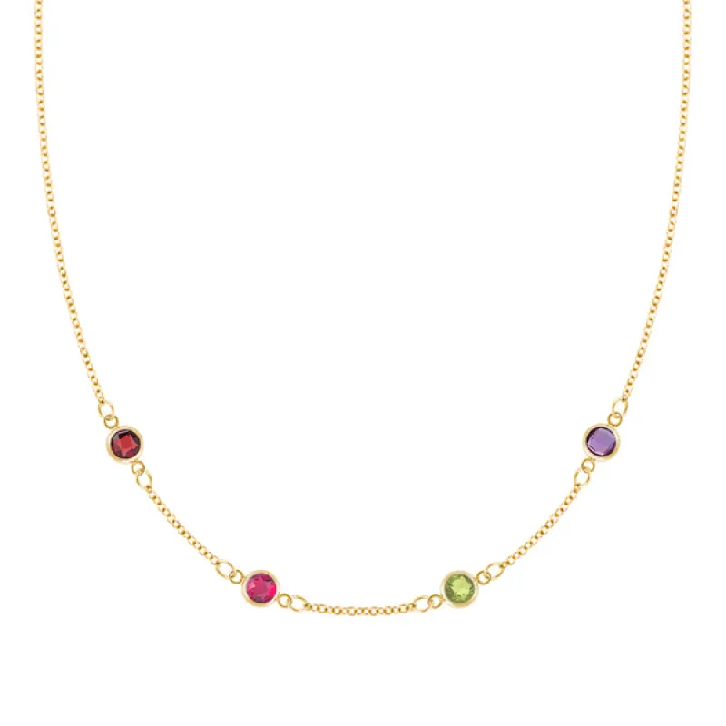 Personalized Classic 4 Birthstone Necklace in 14k Gold sold by Haverhill