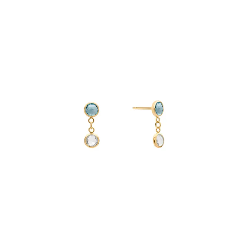 Personalized Classic 2 Birthstone Earrings in 14k Gold sold by Haverhill
